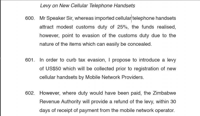 Levy on telephone handsets