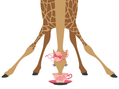 Giraffe drinking coffee